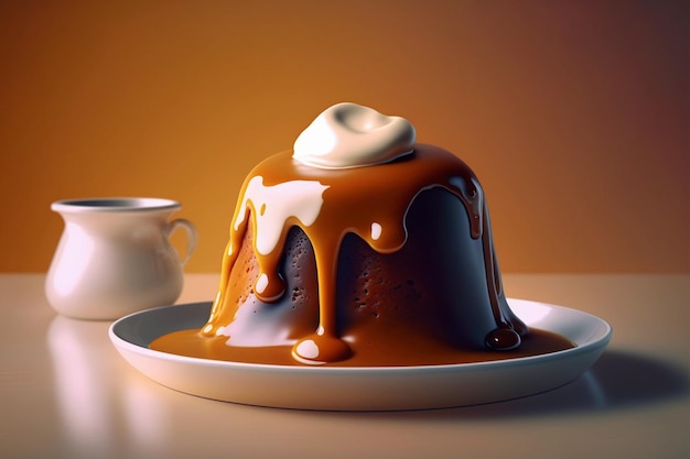 Pudding z sosem czekoladowym wygenerowany przez AI