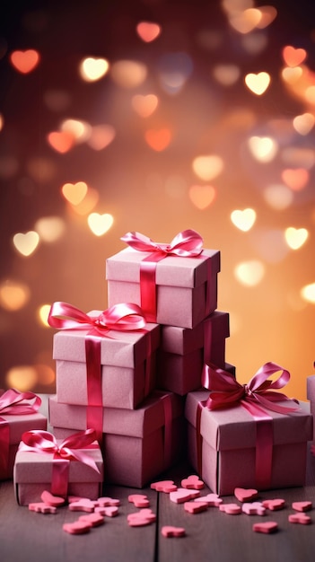 Pudełka z prezentami Święto Walentynek tło przestrzeń do kopiowania zakupy prezentów