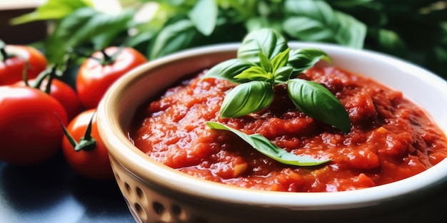 Pudełko domowego sosu pomidorowego z świeżą bazylią włoski sos pomidorowy Goodness Prep Basil Garn