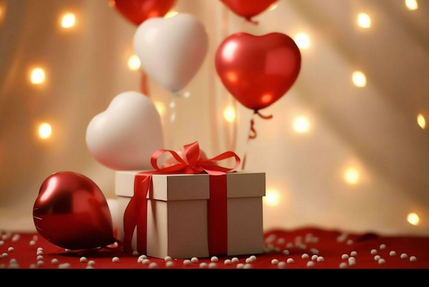 Pudełko na prezent z czerwonym sercem Pudełka na prezent z czerwonymi sercami
