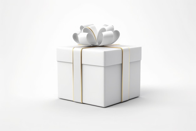Pudełko na prezenty, biała, solidna makieta, pasek w kształcie kostki, Generuj sztuczną inteligencję
