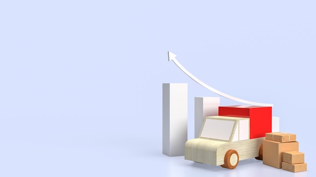 Zdjęcie pudełko papierowe i furgonetka do dostarczania koncepcji renderingu 3d