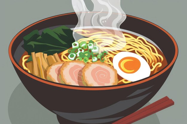 Pudełko parzącego gorącego ramen gorącego miskę ramen z kawałkami makaronu Ai wygenerował