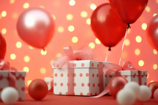 Pudełko podarunkowe z balonami i konfetti, pudełka podarunkowe i balony