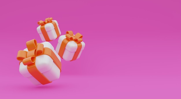 Pudełko prezentowe 3D z pomarańczową wstążką