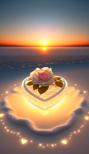 Zdjęcie pudełko w kształcie serca z różą.