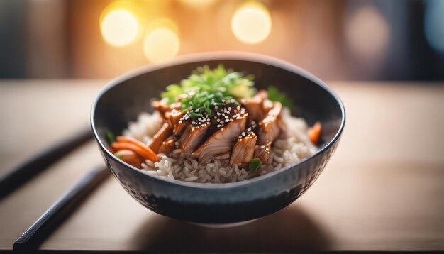 Pudełko z kurczakiem teriyaki w stylu azjatyckim