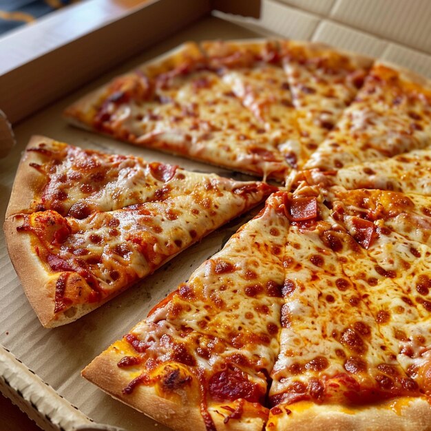 Pudełko z pizzą z napisem "ser"