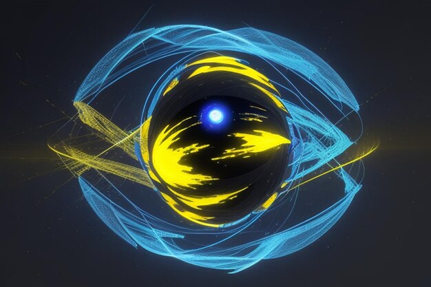 pulsar żółty i indigo abstrakcyjny kolorowy kształt styl renderowania 3D izolowany na przezroczystym tle