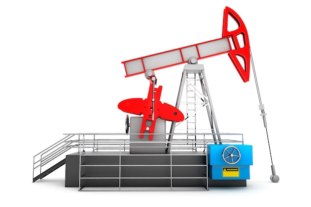 Pump Jack Oil Crane na białym tle