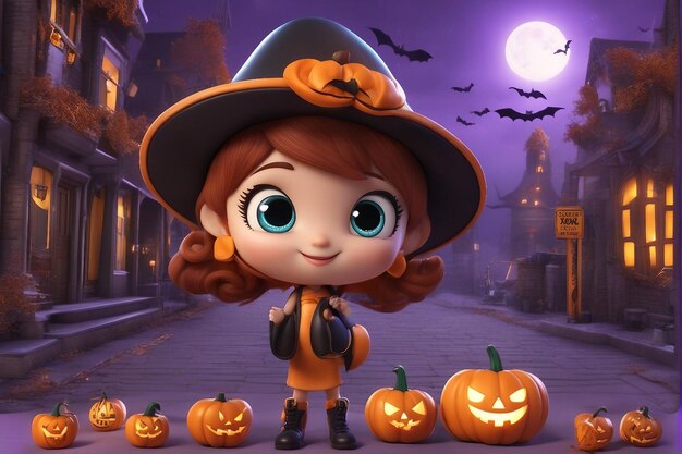 Pumpkin Wonders w 3D Dołącz do ekspedycji do miasta Halloween z uroczą dziewczyną z kreskówek