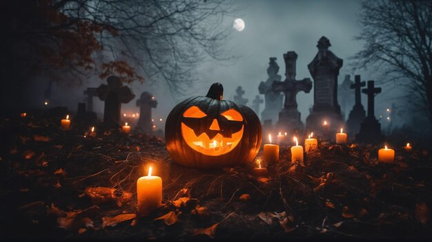 Pumpkins Halloween Backdrop generowany za pomocą sztucznej inteligencji