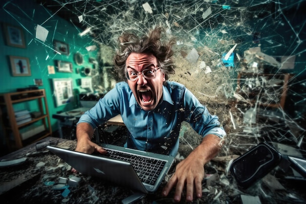 Punkt przełomowy Męka pracownika biurowego walczącego z przestarzałym, uszkodzonym komputerem