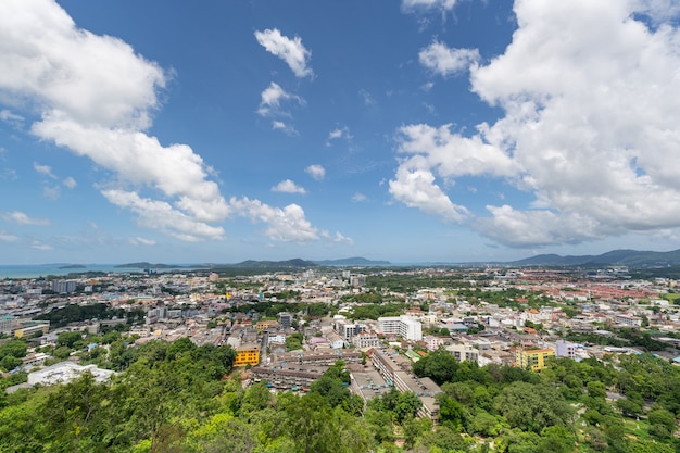 Punkt Widokowy Na Szczycie Wzgórza Khao Rang Zobacz Widok Na Panoramę Wyspy Phuket Phuket Tajlandia.