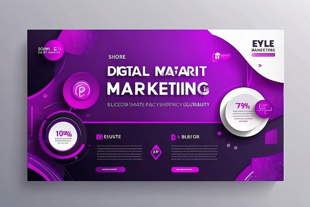 Purple Digital marketing banner sign blochure flyer banner design Digital marketing agency i styl korporacyjny