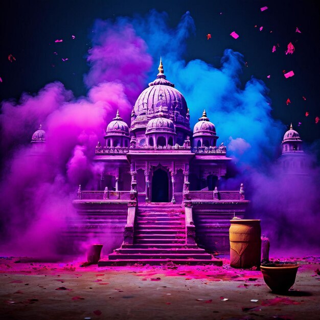 Purpurowa karta festiwalu Holi Festiwal kolorów Festiwal indyjski