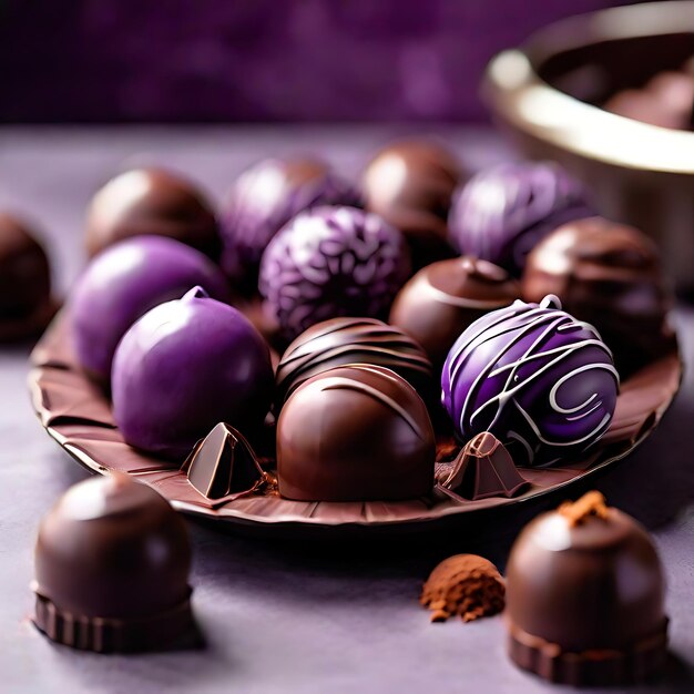 purpurowy czekoladowy cukierek AI