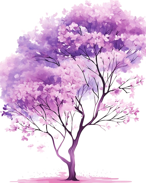Zdjęcie purpurowy wektor tła drzewa w stylu naoko