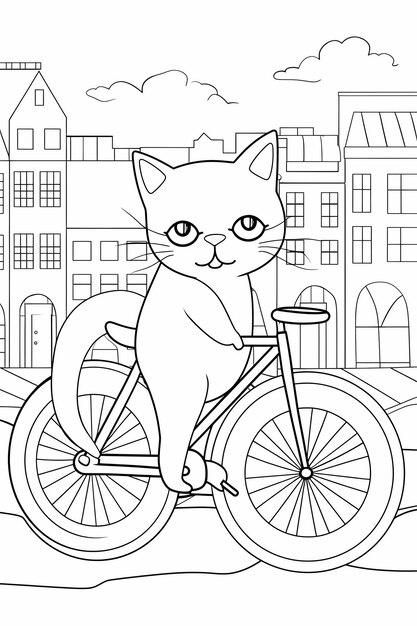 Zdjęcie purrfect pedals easy coloring zabawa z kotem na rowerze