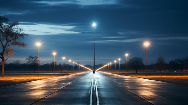 Pusta autostrada o zmierzchu znikający pusty billboard