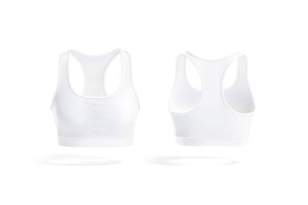 Pusta biała kobieta sport top mockup przedni i tylny widok