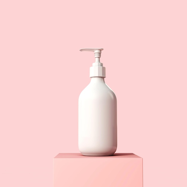 Pusta biała kosmetyczna butelka do makijażu do pielęgnacji skóry na pastelowym różowym tle 3D Render