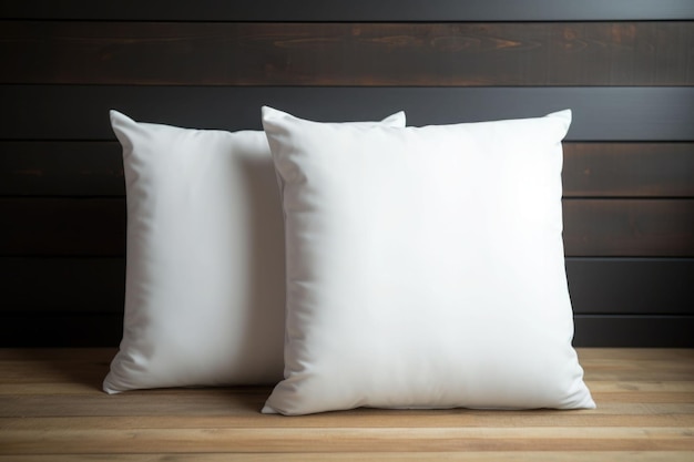 Pusta, biała, kwadratowa, bawełniana maketa poduszki, ilustracja generatywna AI