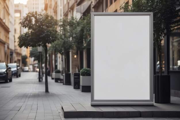Zdjęcie pusta biała pozioma tablica reklamowa na ulicy mockup wystawy reklamowej z miejską