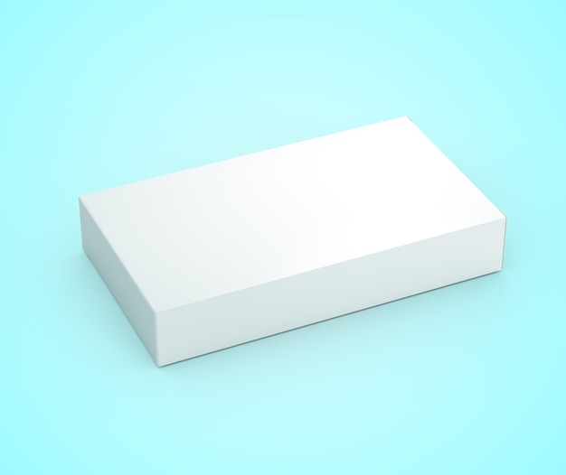 Pusta biała prostokątna skrzynka Mockup dla opakowania farmaceutycznego Koncepcja na niebieskim tle Ilustracja 3d