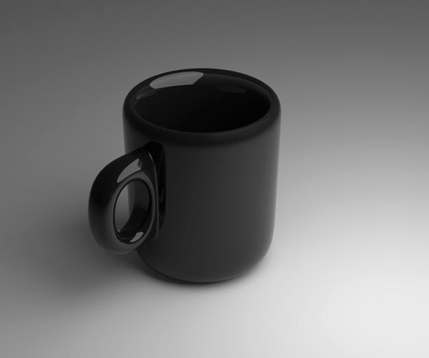 Pusta filiżanka kawy na szarym tle renderowania 3d