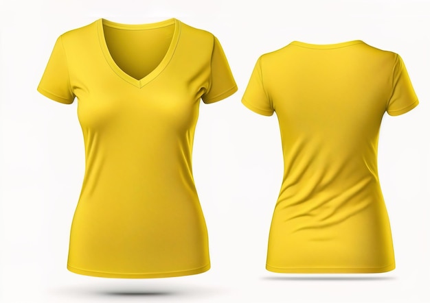 Pusta koszulka Vneck dla kobiet szablon żółtej koszuli