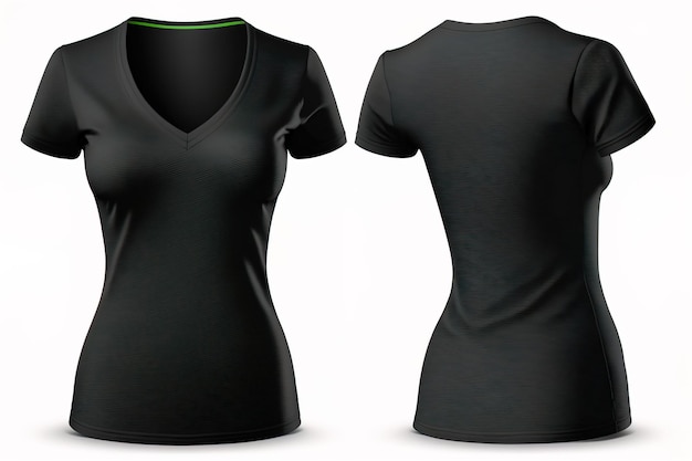 Zdjęcie pusta koszulka vneck dla kobiet z szablonem czarnej koszuli