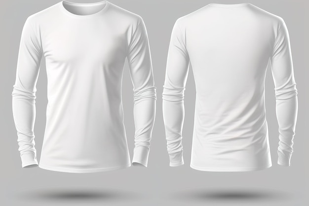 Pusta koszulka z długim rękawem dla mężczyzn w kolorze białym z jasnym tłem