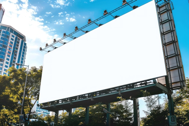 Pusta maketa billboardu w jasny dzień z dużą przestrzenią dla treści reklamowych Koncepcja marketingu zewnętrznego