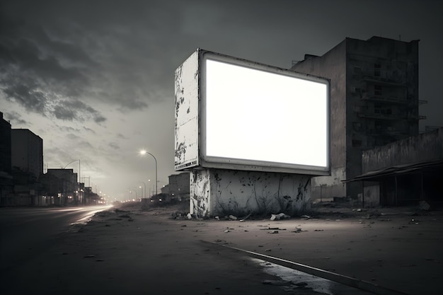 Pusta makieta billboardu do reklamy w postapokaliptycznym mieście