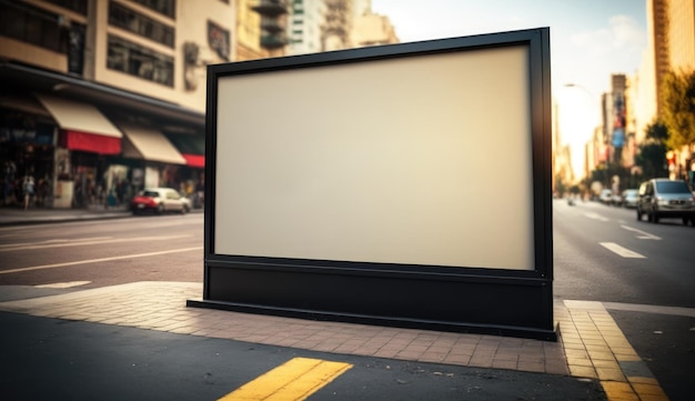 Zdjęcie pusta makieta billboardu do reklamy w widoku zachodu słońca w mieście