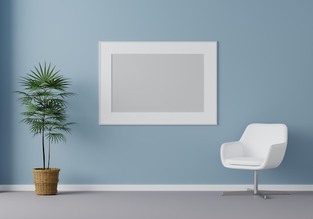 Zdjęcie pusta makieta ramki na zdjęcia w nowoczesnym wnętrzu salonu w minimalistycznym stylu 3d ilustracja rener