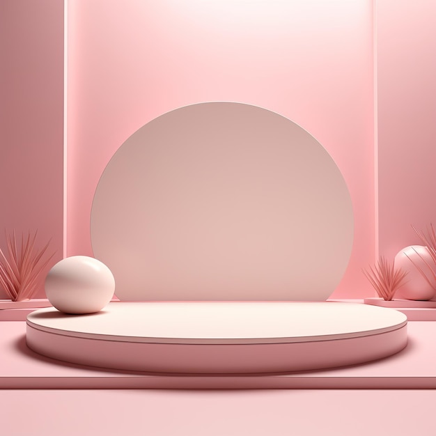 Pusta, minimalistyczna, błyszcząca scena z perłami Podium w kolorze różowego beżu, neutralnego koloru dla towarów i przedmiotów