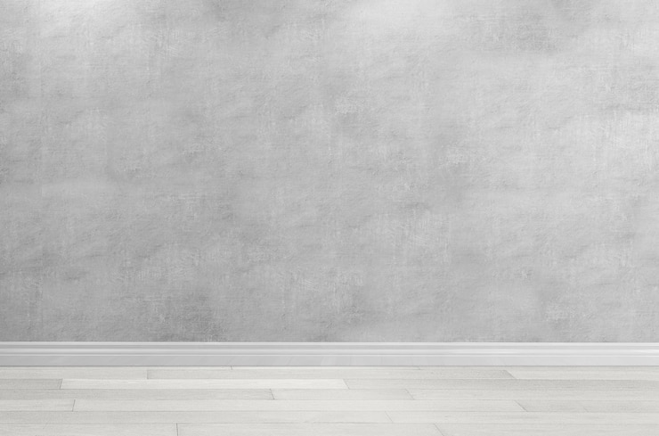 Zdjęcie pusta minimalistyczna konstrukcja wnętrza pomieszczenia z jasno szarą ścianą