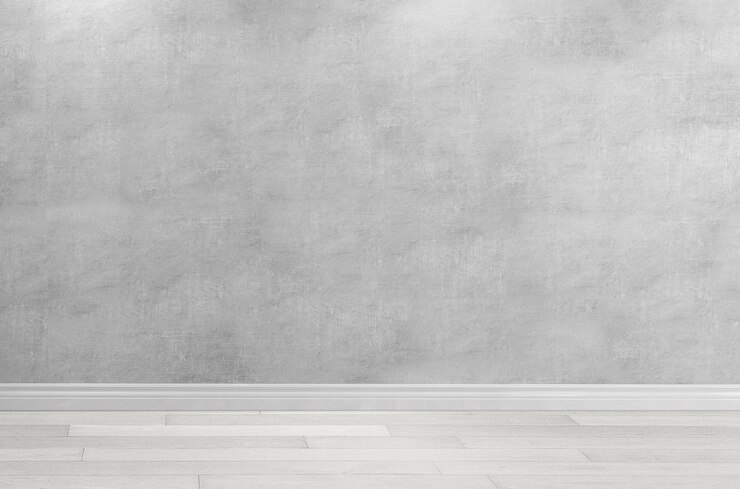 Zdjęcie pusta minimalistyczna konstrukcja wnętrza pomieszczenia z jasno szarą ścianą