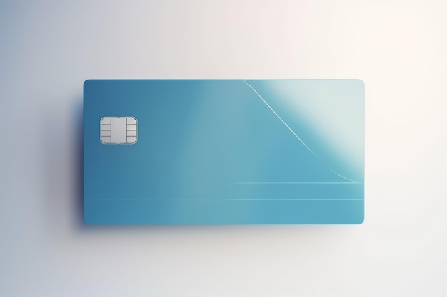 Pusta niebieska karta kredytowa z mikroczipem na niebieskiej kopii utworzonej przy użyciu technologii generatywnej ai