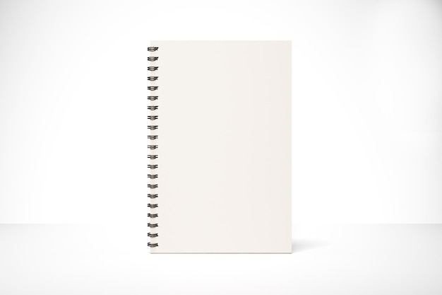 Pusta okładka notatnika na makieta białego stołu
