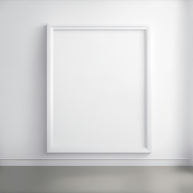 Zdjęcie pusta oprawiona makieta płótna na ziemi białej ścianie