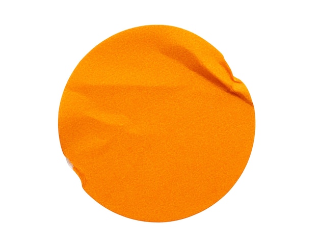 Pusta pomarańczowa okrągła samoprzylepna etykieta papierowa na białym tle
