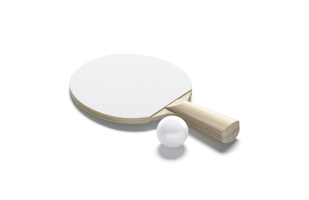 Pusta rakieta do tenisa stołowego z białego drewna z makietą piłki