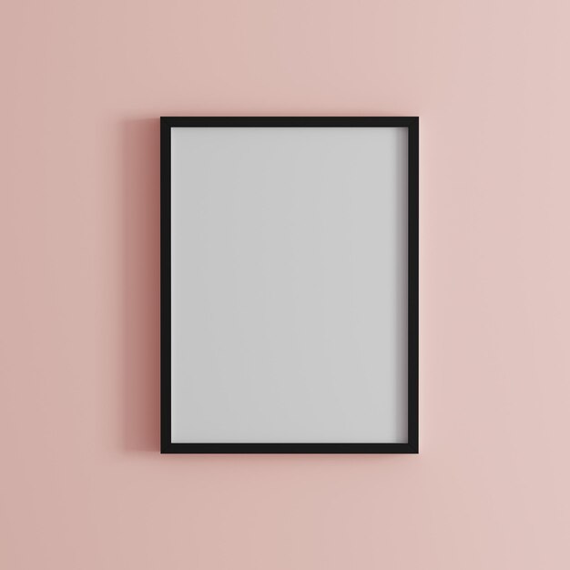 Pusta ramka na jasnopomarańczowej ścianie w kształcie pionowym czarna ramka plakatów na ścianie ramka zdjęciowa izolowana na ścianie w postaci ramki do obrazu lub zdjęć pusta rama na jasnej ścianie 3D renderxA