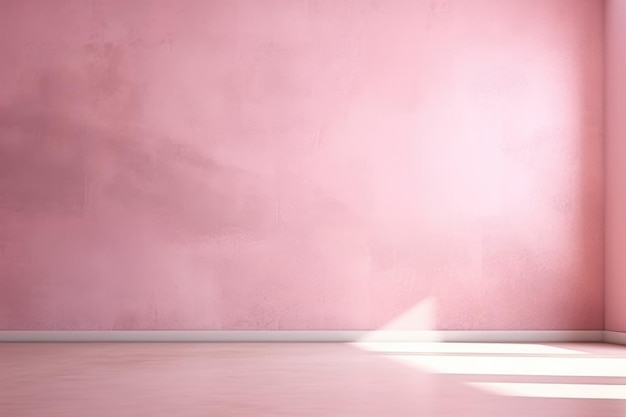 Pusta różowa i gładka podłoga z ciekawym odblaskiem światła Reklama wewnętrzna w tle Generatywna sztuczna inteligencja