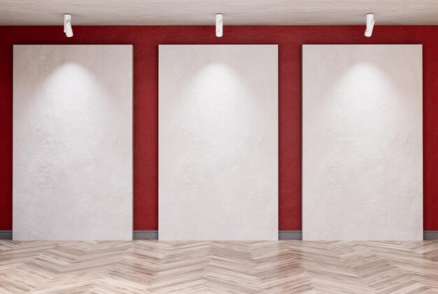 Pusta ściana w kolorze pokoju i ozdobiona drewnianymi podłogami