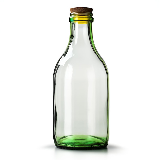 Zdjęcie pusta szklana butelka na białym tle