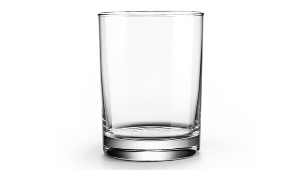 Zdjęcie pusta szklanka na napoje na czystym białym tle z pustą przestrzenią generatywna ai